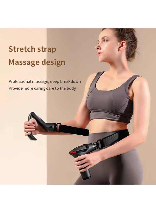 MOCOM Professional Portable Deep Tissue Massage Gun with 12-Speed Adjustable Power | Mini Handheld Muscle Massager with 1500mAh Battery, 5 Attachments, Vibration Stretching Belt & Extra Handle | Full-Body Fascia Relaxation, Pain Relief & Recovery Device - Image 4
