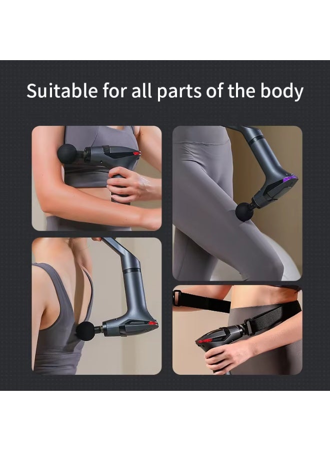 MOCOM Professional Portable Deep Tissue Massage Gun with 12-Speed Adjustable Power | Mini Handheld Muscle Massager with 1500mAh Battery, 5 Attachments, Vibration Stretching Belt & Extra Handle | Full-Body Fascia Relaxation, Pain Relief & Recovery Device - Image 5