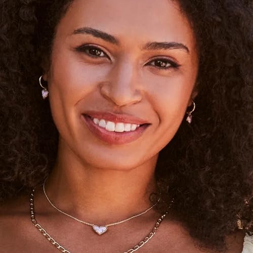 Kendra Scott قلادة كندرا سكوت آري هارت القصيرة في نحاس مطلي بالذهب عيار 14، أوبال وردي فقاعة، مجوهرات موضة للنساء - Image 3