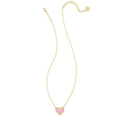 Kendra Scott قلادة كندرا سكوت آري هارت القصيرة في نحاس مطلي بالذهب عيار 14، أوبال وردي فقاعة، مجوهرات موضة للنساء - Image 2