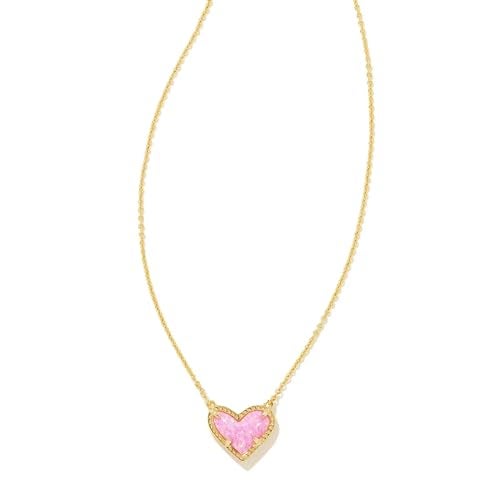 Kendra Scott قلادة كندرا سكوت آري هارت القصيرة في نحاس مطلي بالذهب عيار 14، أوبال وردي فقاعة، مجوهرات موضة للنساء - Image 5