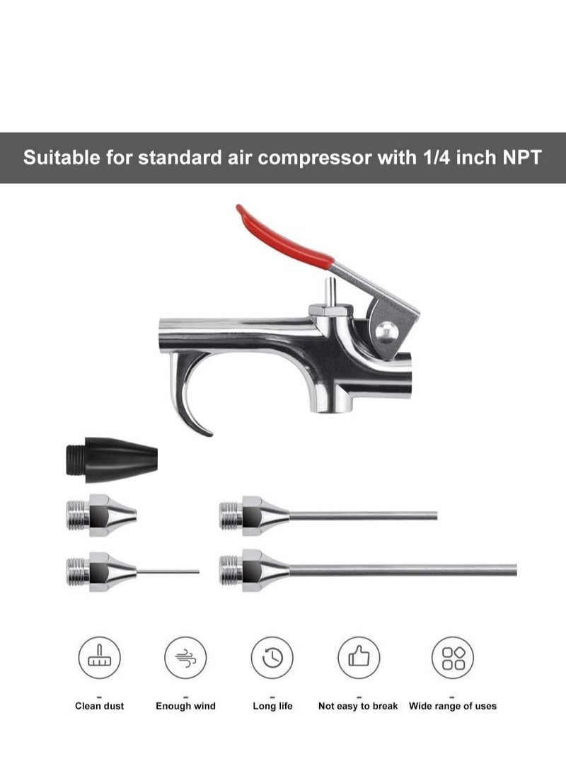 Captaintech - Air Gun, High Volume Air Blow Gun with Powerful Flow Nozzle, Compressor Blow Gun Set with Multiple Extension and Silicone Nozzle for Air Compressor with 1/4'' NPT of Dust Cleaning - Image 1