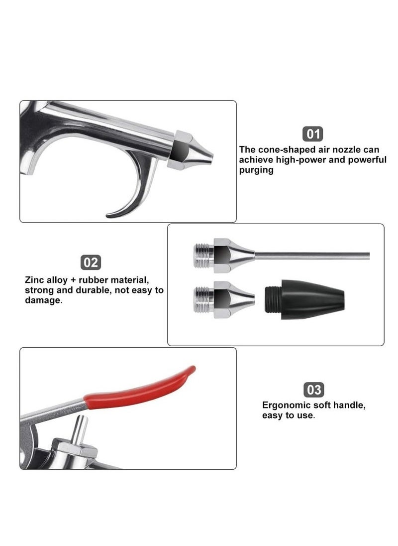 Captaintech - Air Gun, High Volume Air Blow Gun with Powerful Flow Nozzle, Compressor Blow Gun Set with Multiple Extension and Silicone Nozzle for Air Compressor with 1/4'' NPT of Dust Cleaning - Image 1