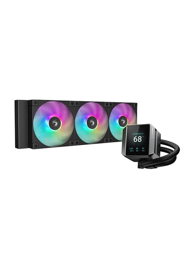 DEEPCOOL Mystique 360 ARGB Liquid CPU Cooler, 2.83" TFT LCD Display, 360mm Radiator, 120mm Fan Size, 2400 RPM Fan Speed, 72.04 CFM Airflow, Hydro Bearing Type, R-LX750-BKADSNC-G-1  - Image 1
