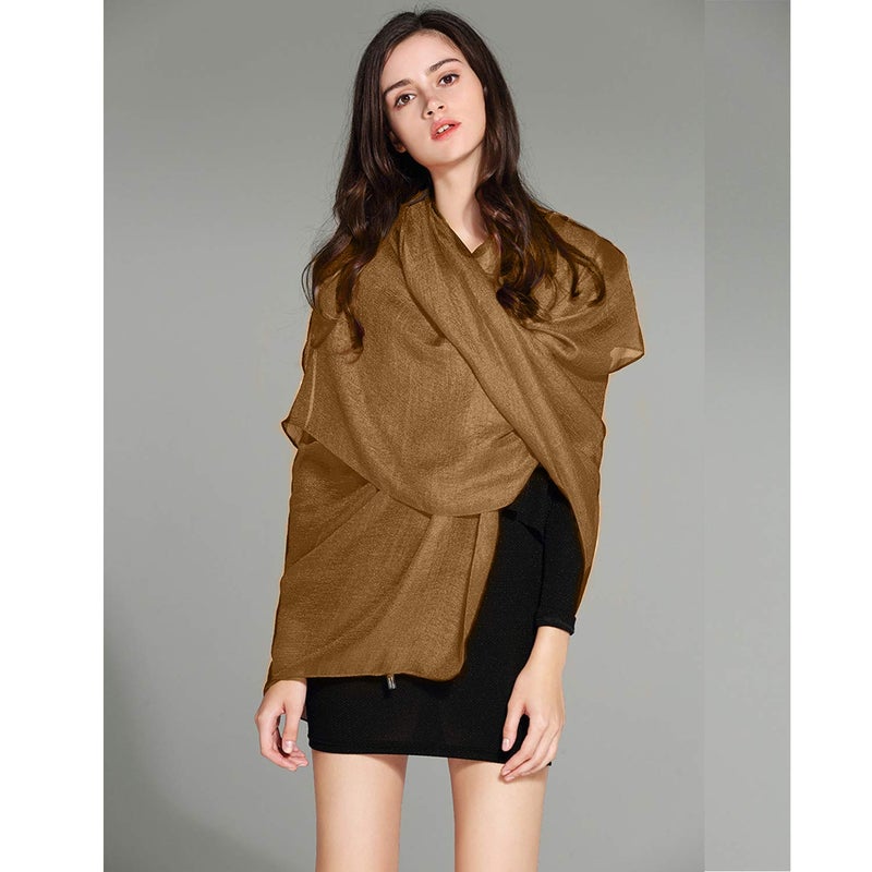 Bettli Womens Extra Large Scarf Shawl Wraps Pashminas Solid Soft Silky for Bridal Evening Wedding Party (gold) - Image 5