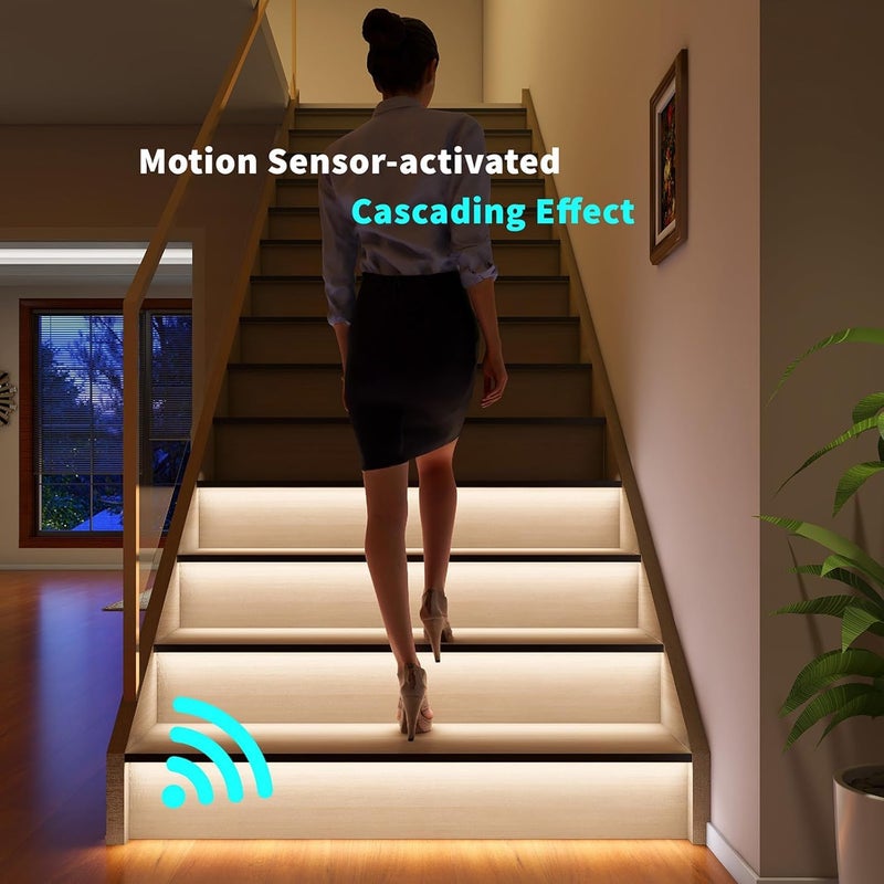 Auslese Robotics 32 Channel LED Stair Light Controller Intelligent Motion Sensor 12V 24V Smart PIR Dimmer Anti Short Circuit Automatic Under Stair Safety Lighting System for Home Office Hotel - Image 3