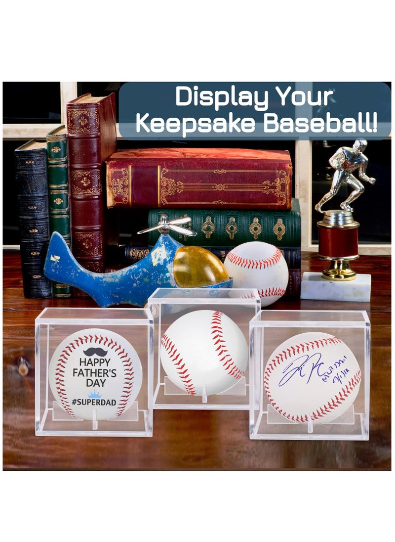 Excefore - Baseball Display Case Acrylic Cube, Memorabilia Display Case for Single Ball, UV Protected Storage Box, Square Clear Baseball Stand, Sports Autograph Display Case Holder, Fits Official Size Ball - Image 1
