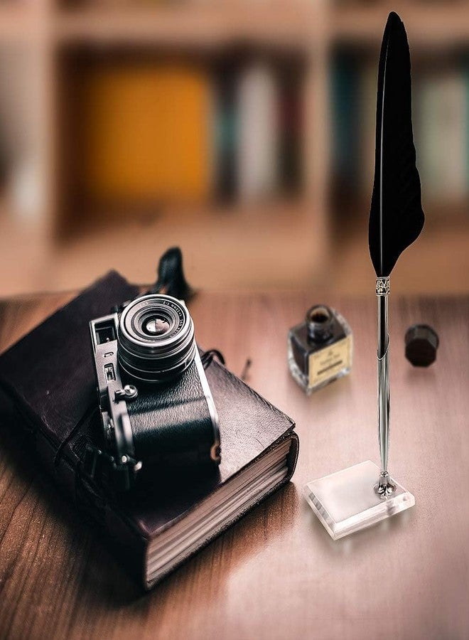 لو شي قلم ريشة لوشي، طقم خط يدوي طبيعي، طقم قلم وحبر فاخر عتيق الطراز مع أدوات للكتابة، 5 رؤوس بديلة، دفتر ملاحظات، حبر واحد، وعلبة هدايا، ألوان متنوعة - Image 5