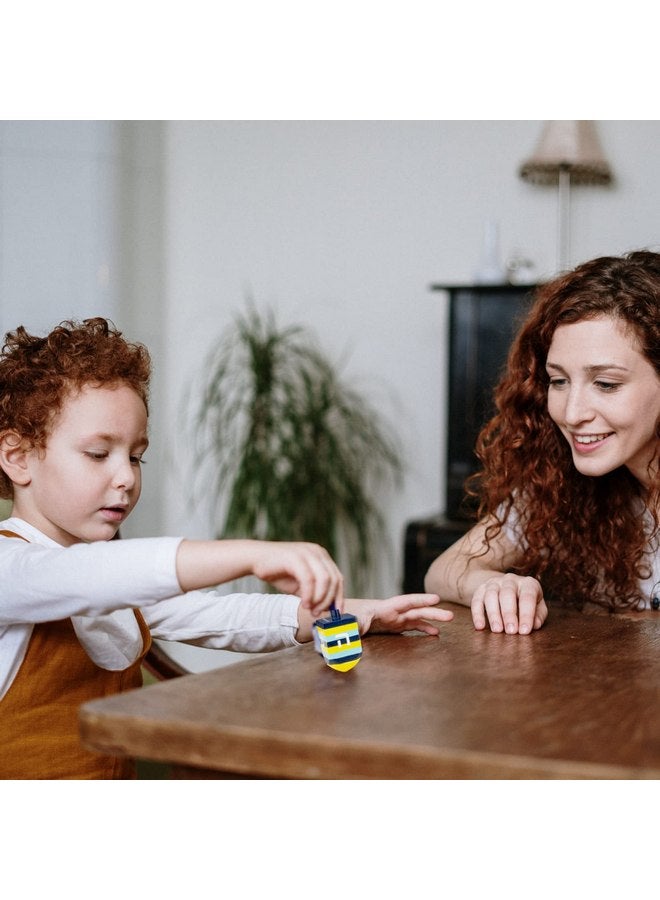 رايت لايت مجموعة من أربعة دريدلات مخططة متعددة الألوان مرسومة يدويًا من Rite Lite - هدية مثالية ملونة لعيد الحانوكا للأطفال! هدايا عيد الحانوكا - Image 5