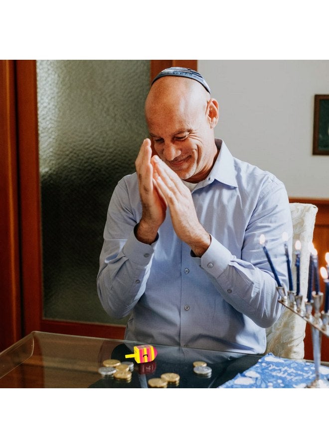 رايت لايت مجموعة من أربعة دريدلات مخططة متعددة الألوان مرسومة يدويًا من Rite Lite - هدية مثالية ملونة لعيد الحانوكا للأطفال! هدايا عيد الحانوكا - Image 4