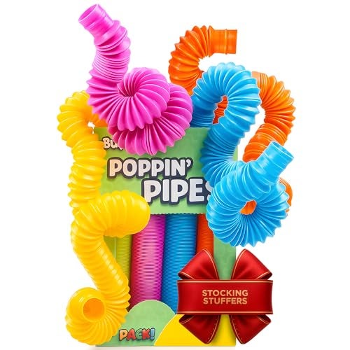 BUNMO Stocking Stuffers for Kids - Pop Tubes - Sensory Toys - Toddler Toys - Imaginative Play & Stimulating Creative Learning - Stocking Stuffers for Toddlers - 8 Pack Large - Image 1