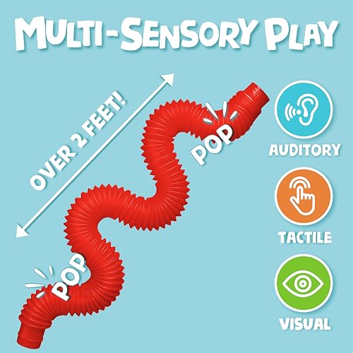 BUNMO Stocking Stuffers for Kids - Pop Tubes - Sensory Toys - Toddler Toys - Imaginative Play & Stimulating Creative Learning - Stocking Stuffers for Toddlers - 8 Pack Large - Image 2