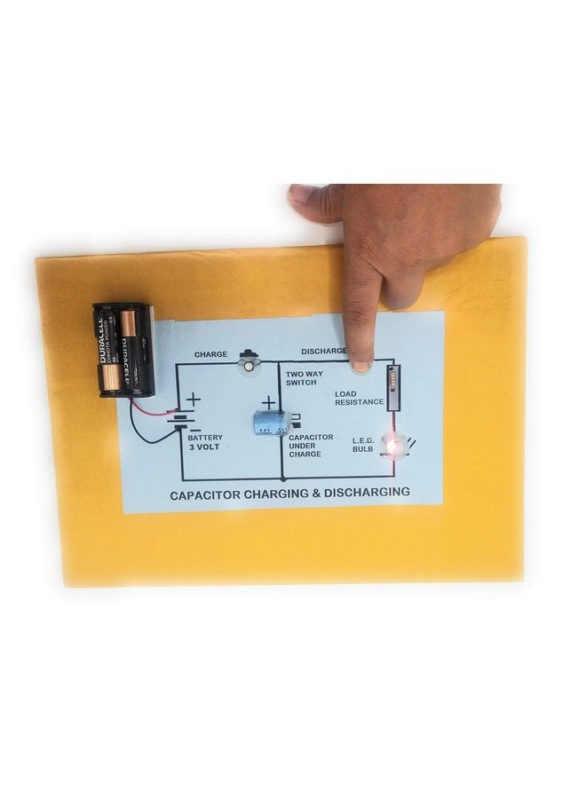 StepsToDo Charging and Discharging of Capacitor | Capacitor Charging Discharging of Capacitor Tester Project | Pre-Assembled Kit on Card-Board Base. Ready for Use Project. (Multicolor) - Image 4
