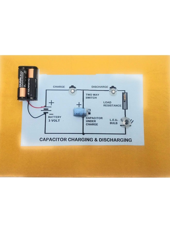 StepsToDo Charging and Discharging of Capacitor | Capacitor Charging Discharging of Capacitor Tester Project | Pre-Assembled Kit on Card-Board Base. Ready for Use Project. (Multicolor) - Image 1