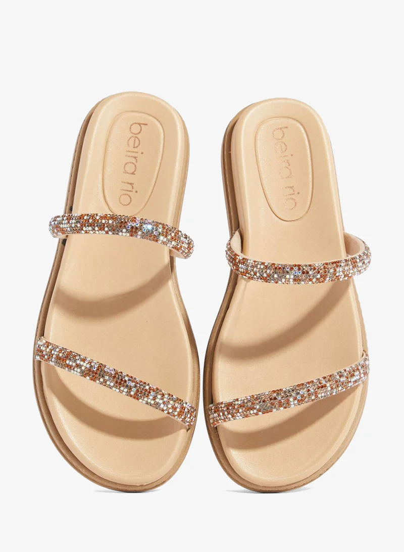 Beira Rio Cream Flat Sandals for Women – Stylish Ladies Flat Sandals & Comfortable Flat Slippers for Women | Best Price UAE