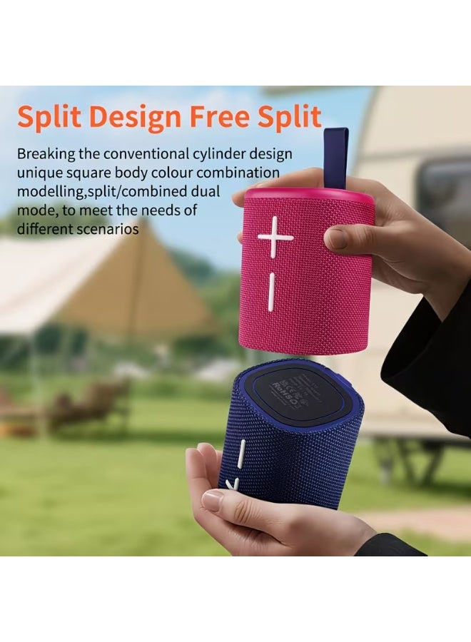 Cyboris Magnetic Split 2-in-1 Wireless Bluetooth Speaker S18, TWS Stereo Portable Speaker with RGB Colorful Lights, 20W Dual Drivers Outdoor Mini Speaker Support TF Card U Disk AUX Playback - Image 4