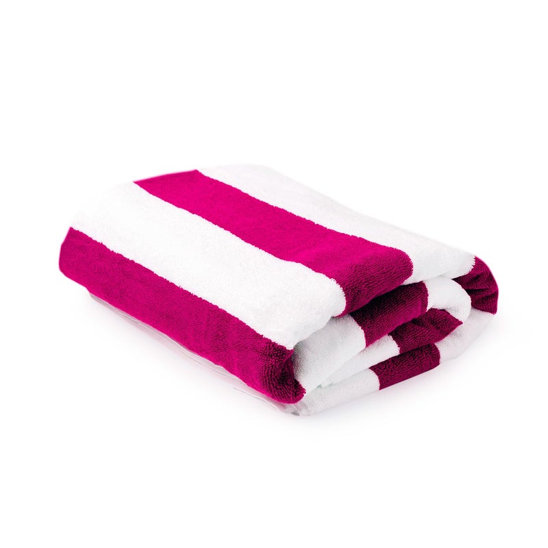 Layers Miami Pink Cabana Stripes 550 GSM XL Size Beach Towel Pack of 1 180 m L x 90 cm W - Image 1