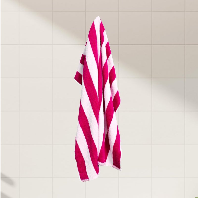 Layers Miami Pink Cabana Stripes 550 GSM XL Size Beach Towel Pack of 1 180 m L x 90 cm W - Image 2