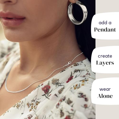 KISPER Solid 925 Sterling Silver Chain Necklace for Women Thin & Secure - Italian 1.6mm Diamond Cut Cable Link with Lobster Clasp - Made in Italy, 20 inches - Image 3