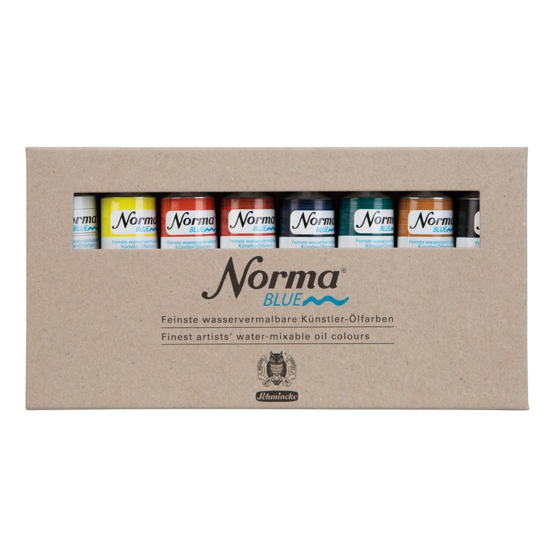 Schmincke NORMA Blue 71200097 cardboard set 8 x 35 ml highly pigmented lightfast finest waterpaintable artists oil colors vegan - Image 2