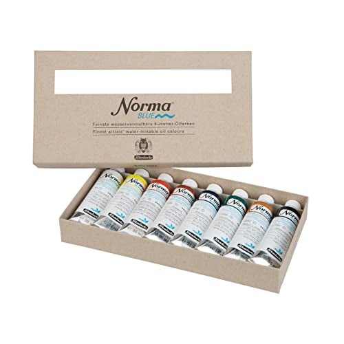 Schmincke NORMA Blue 71200097 cardboard set 8 x 35 ml highly pigmented lightfast finest waterpaintable artists oil colors vegan - Image 3