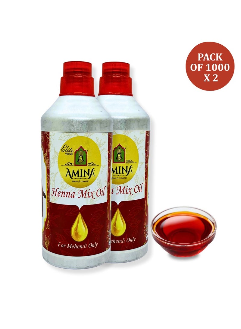 أمينا مزيج زيت أمينة حنة مهندي (زيت نيلجيري، زيت السانيا، زيت ميسور سوراتيا وزيت روشا) لصنع مخاريط المهندي ذات اللون الداكن - (1000 مل × عبوة من قطعتين) - Image 3