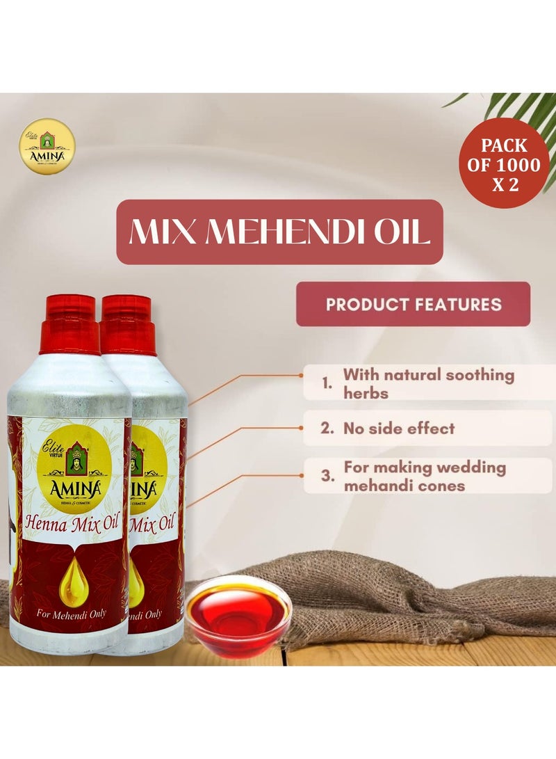أمينا مزيج زيت أمينة حنة مهندي (زيت نيلجيري، زيت السانيا، زيت ميسور سوراتيا وزيت روشا) لصنع مخاريط المهندي ذات اللون الداكن - (1000 مل × عبوة من قطعتين) - Image 4