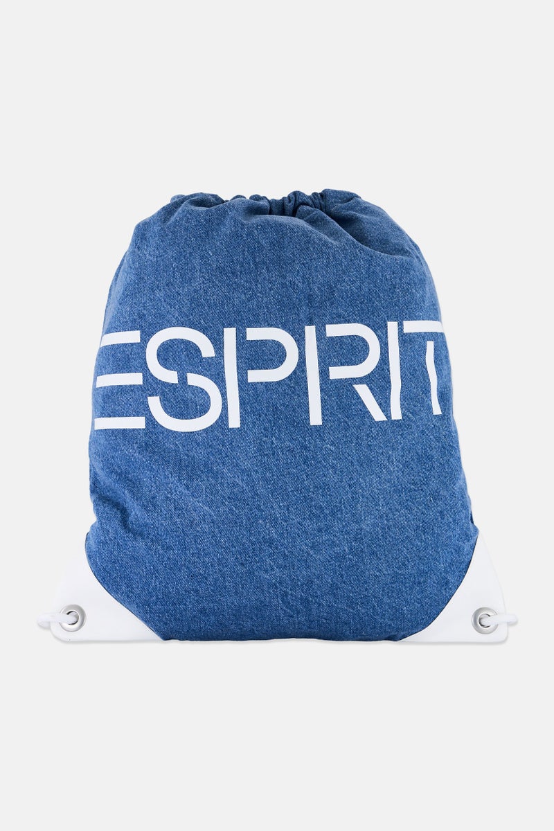 ESPRIT حقيبة ظهر جينز بشعار العلامة التجارية للنساء، 46 سم ارتفاع × 39 سم عرض × 1 سم عمق، زرقاء - Image 2