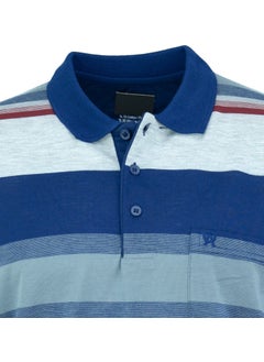 Oppland Men's Buttoned Polo Collar Pocket Short Sleeve Ringer Stripe Patterned Comfortable Cut Full Fit Cotton Fabric T-Shirt  - Image 3