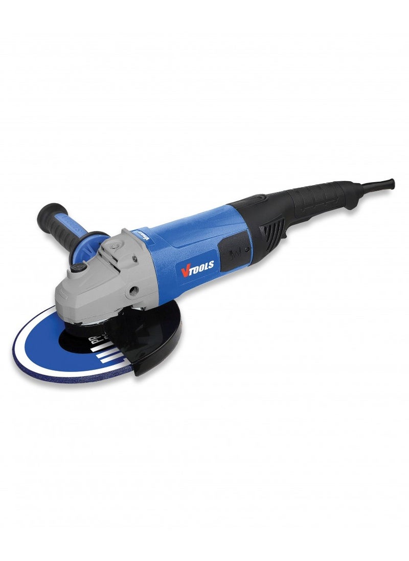 VTOOLS 2800W 230 mm Professional Angle Grinder Heavy Duty up to6600RPM Non Slip Adjustable Handle For Grinding Polishing Safety Goggles Included 