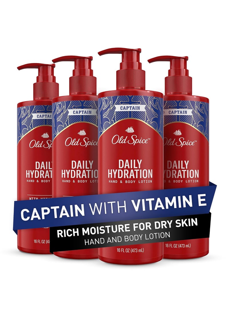 Old Spice - Old Spice Captain Daily Hydration Hand  Body Lotion 247 Shower Freshness With Vitamin E 16 Fl Oz Pack of 4 - Image 1