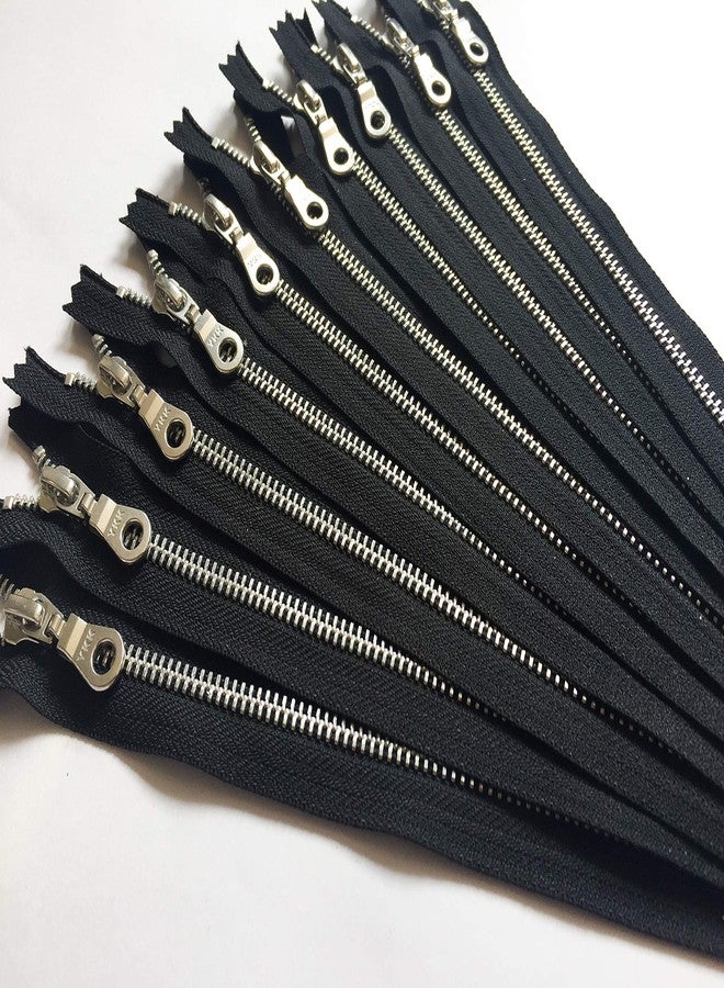 Craftbot 14 Inch Aluminum Silver Metal YKK Zippers in Black Number 5 Set of 12 Pieces by Craftbot - Image 2