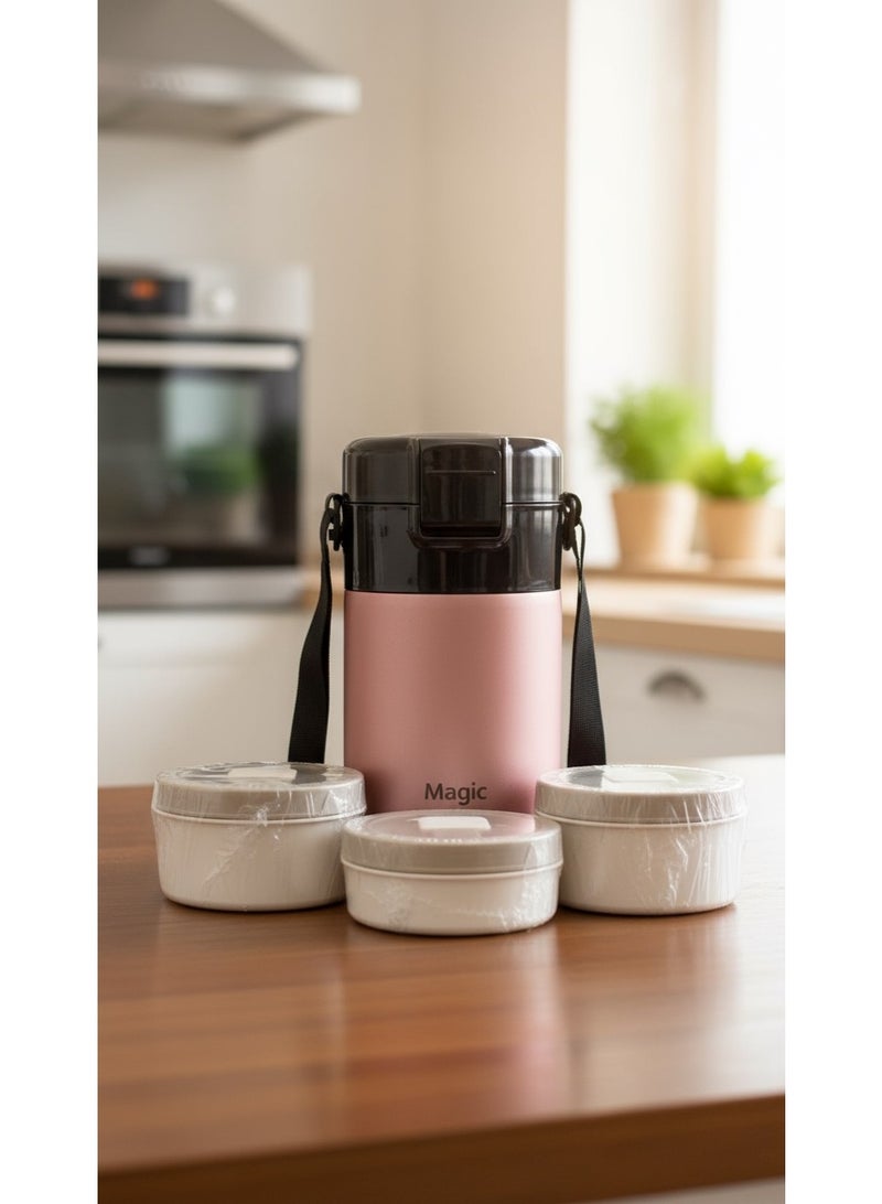 Magic Vacuum Stainless Steel Leak Proof and Insulated Stainless Steel Three-Layer Lunch/Snack Box  Suitable for Bringing Food to Office, Picnics - Image 4