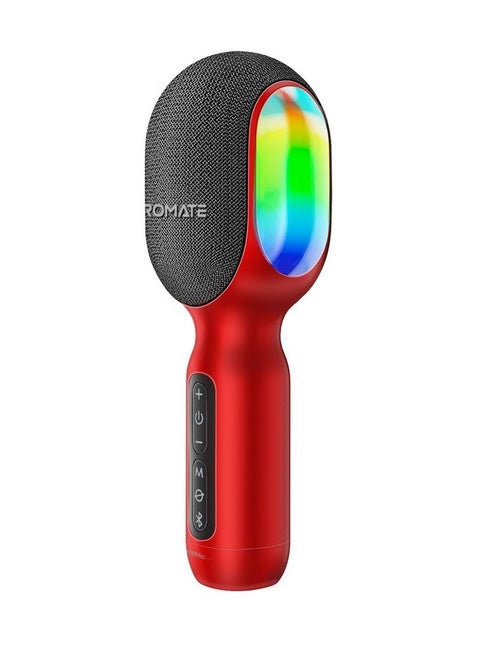 Promate Wireless Bluetooth Karaoke Microphone, Handheld 5-in-1 Karaoke Microphone & Speaker with LED Lights, TWS Duet Mode, 10-Hour Play Time, 3.5mm AUX and Headphone Port for Party, Kids, Adults, VocalMic