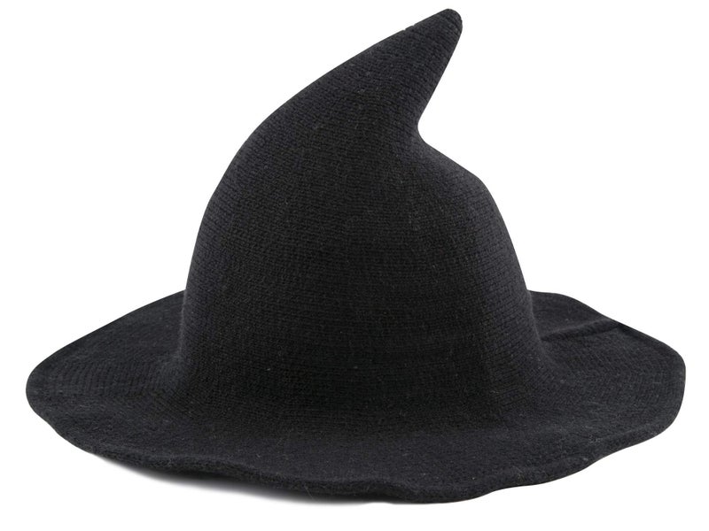 Edoneery Halloween Witch Hat Wide Brim Foldable Pointed Cap for Halloween Party Costume Accessory(Black) - Image 1
