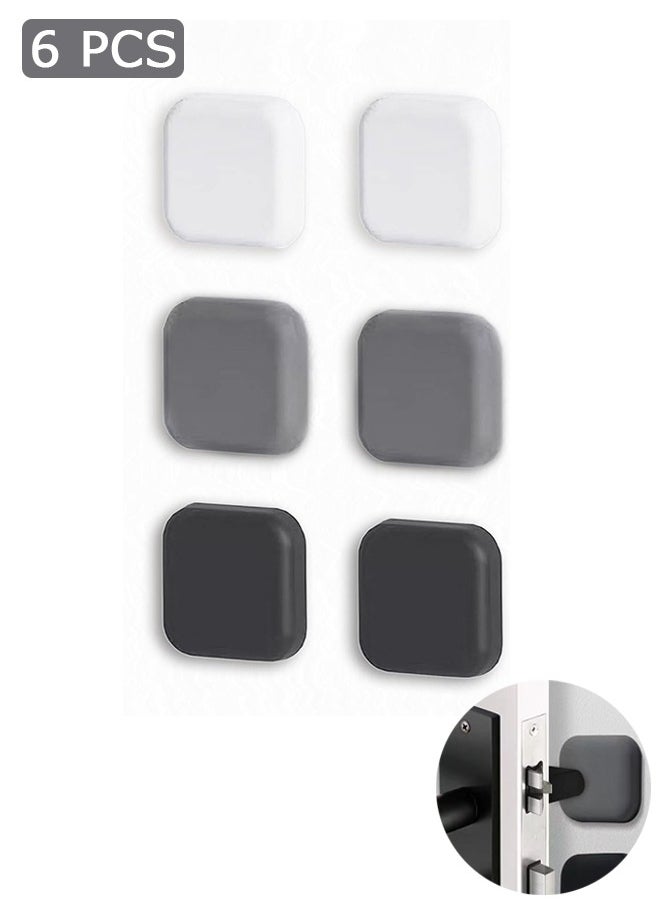 Arabest 6 Pcs Door Stopper Wall Protector, Self-Adhesive Wall Shield, Wall Protector from Door Knobs (White, Gray, Black)  - Image 1