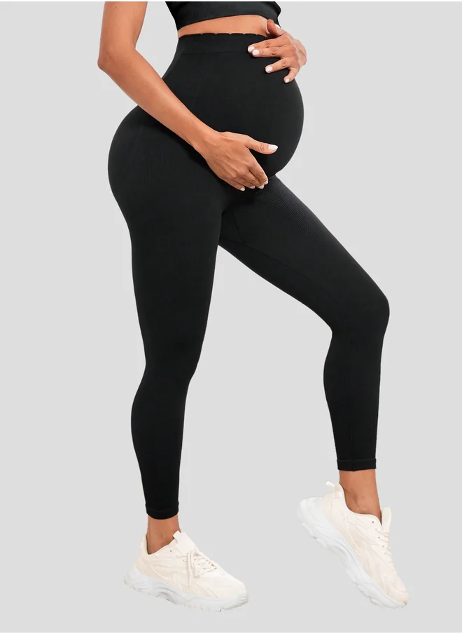 ستايلي Styli Seamless Textured Paneled Scrunch Maternity Leggings