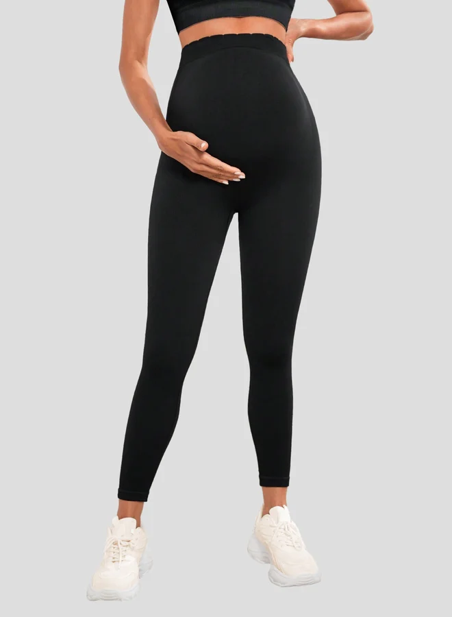 Styli Styli Seamless Textured Paneled Scrunch Maternity Leggings