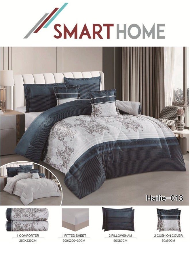 SMART HOME Winter Double Duvet Set 6 Pieces Double Sided System, Velvet Bedspread with Microfiber Filling, Silky Feel Duvet on Both Sides, Queen Size Bedspread 230x250cm, Bedspread Fits 200X200cm Bed  - Image 1