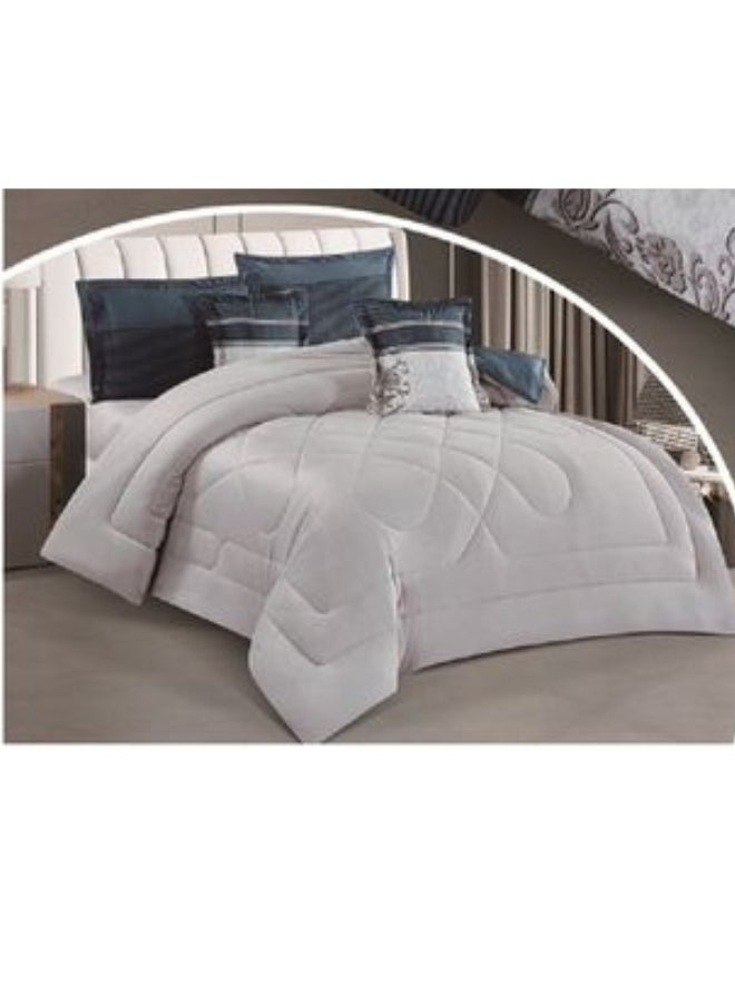SMART HOME Winter Double Duvet Set 6 Pieces Double Sided System, Velvet Bedspread with Microfiber Filling, Silky Feel Duvet on Both Sides, Queen Size Bedspread 230x250cm, Bedspread Fits 200X200cm Bed  - Image 2