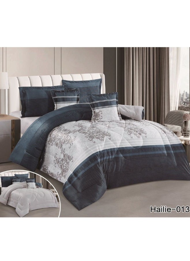 SMART HOME Winter Double Duvet Set 6 Pieces Double Sided System, Velvet Bedspread with Microfiber Filling, Silky Feel Duvet on Both Sides, Queen Size Bedspread 230x250cm, Bedspread Fits 200X200cm Bed  - Image 4