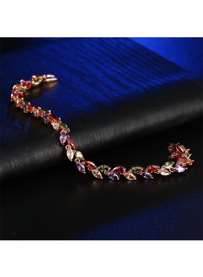 Beyond Willow Leaves Zircon Bracelet, High purity Copper Zircon Anti Fading Bracelet, Bangle for Women Jewelry (Colorful) - Image 5