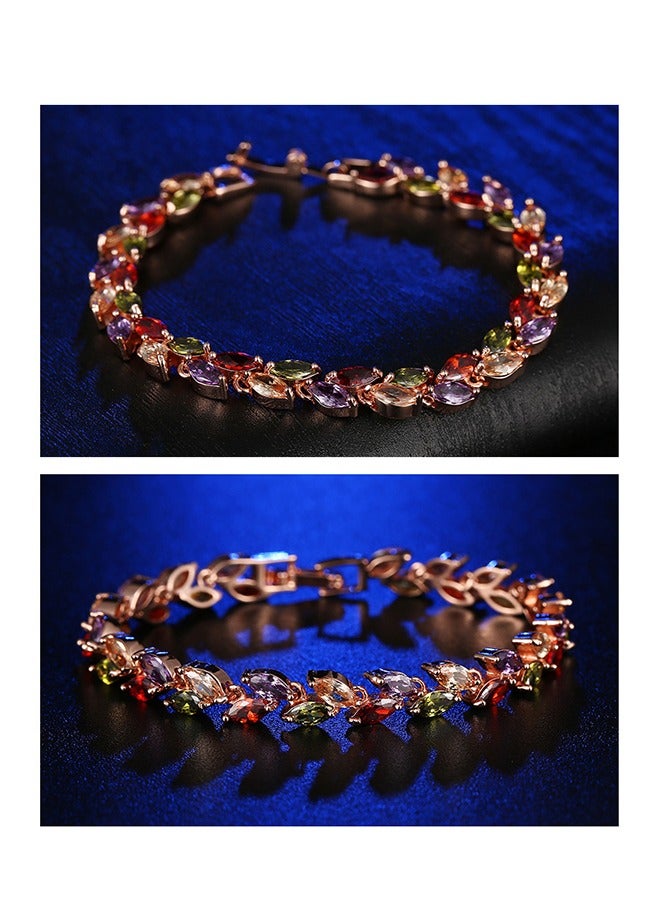 Beyond Willow Leaves Zircon Bracelet, High purity Copper Zircon Anti Fading Bracelet, Bangle for Women Jewelry (Colorful) - Image 4