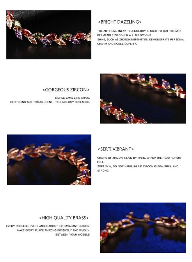 Beyond Willow Leaves Zircon Bracelet, High purity Copper Zircon Anti Fading Bracelet, Bangle for Women Jewelry (Colorful) - Image 3