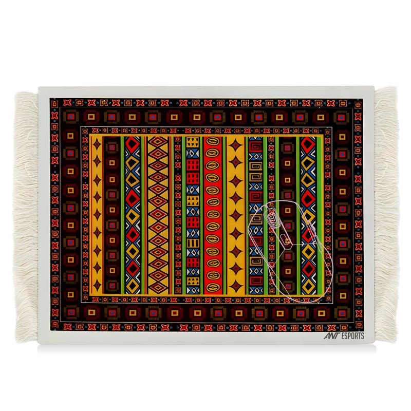 Ant Esports Vintage Mouse Pad 260x210mm –Tribal Ndebele Design, Non-Slip Rubber Base, Anti-Fray Stitched Edges, Smooth Surface for Precise Control, Colourful Geometric Pattern, Office & Home Use - Image 5