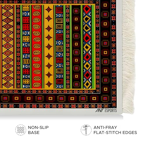 Ant Esports Vintage Mouse Pad 260x210mm –Tribal Ndebele Design, Non-Slip Rubber Base, Anti-Fray Stitched Edges, Smooth Surface for Precise Control, Colourful Geometric Pattern, Office & Home Use - Image 3