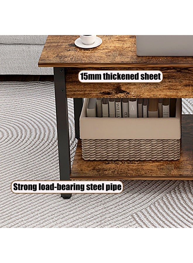 YY-ريشير طاولة قهوة قابلة للرفع، طاولة قهوة مستطيلة مقاس 120 سم مع مساحة تخزين مخفية، طاولة جانبية على شكل أريكة بتصميم ريترو لغرفة المعيشة - Image 4