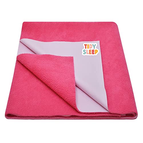 Tidy Sleep Instadry Anti-Piling Fleece Extra Absorbent Quick Dry Sheet for New Born Babies, Cotton Bed Protector Mattress Pack of 1 Dark Pink Medium (100x70) cm - Image 1