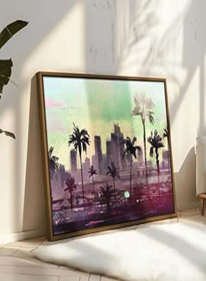 Abstract framed portrait of palm trees in los angeles 60x40