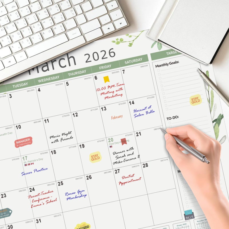 VALOME 2026 Desk Calendar, Large Desk Calendar 22" x 17" (Jan 2026 - Jun 2027) Monthly Desktop Wall Planner for Family Teacher School Office Supplies, Leaf - Image 4